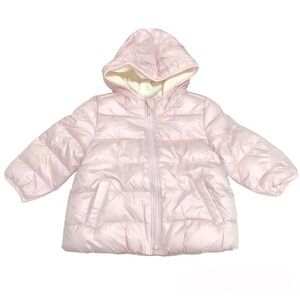 OLD NAVY Pink Frost-Free Hooded Quilted Puffer Jacket FLEECE Lined 12-18M NEW